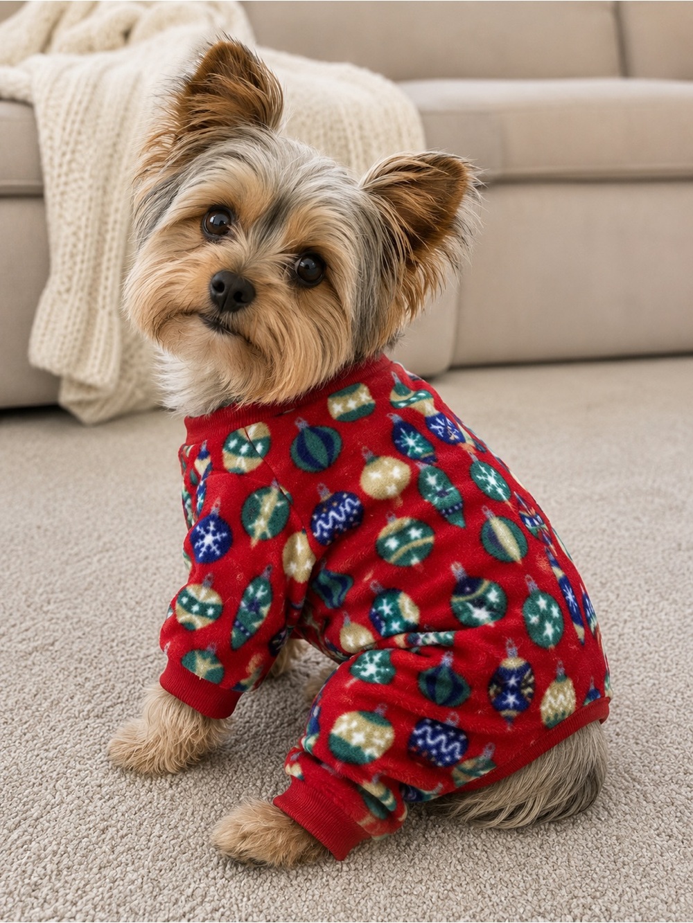 𝅺nwt Small breed dog red Christmas ornament pyjamas size medium